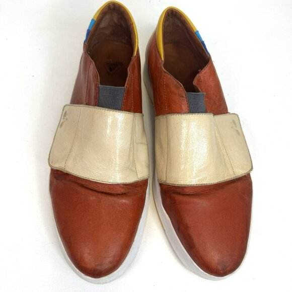 John Fluevog Kickback Moving Sneakers Shoes Mens Size 13 Orange Leather Casual - Picture 3 of 11